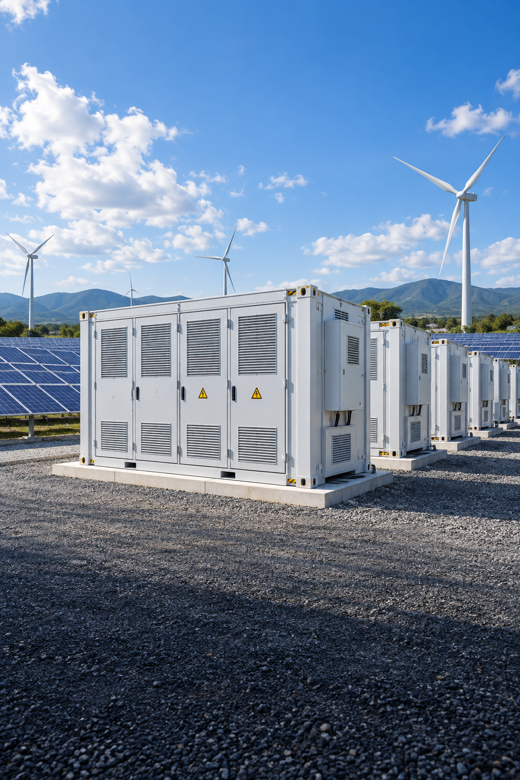 Illustration of containerized battery energy storage systems